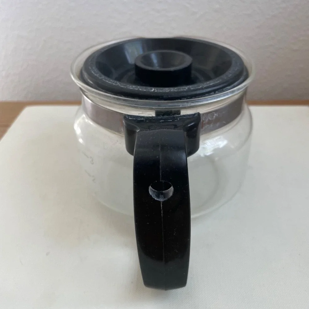 MR COFFEE 4 CUP GLASS REPLACEMENT POT CARAFE DECANTER BLACK Lid‎ W/ Handle